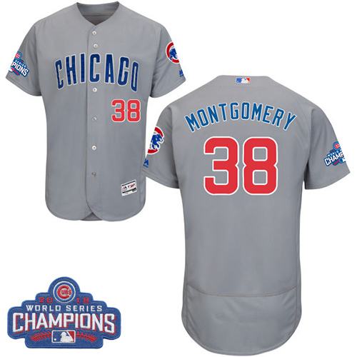 Cubs #38 Mike Montgomery Grey Flexbase Authentic Collection Road 2016 World Series Champions Stitched MLB Jersey